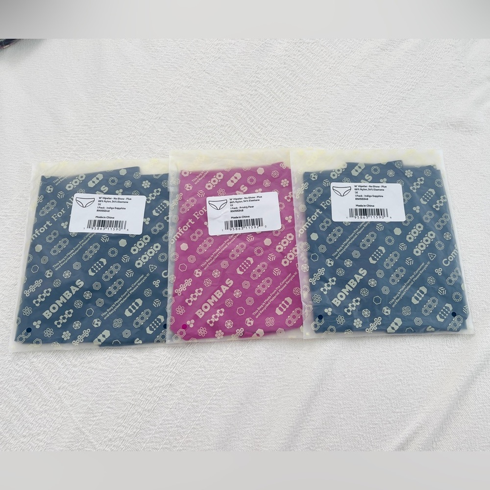 NWT Bombas 3 Pack Bundle Underwear Panties “ Hipster No Show “ Size 1X